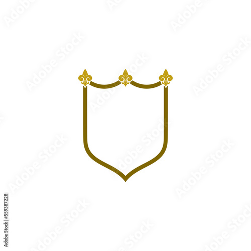 Coat of arms with fleur de lis heraldic symbol isolated on white background