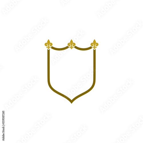 Coat of arms with fleur de lis heraldic symbol isolated on white background