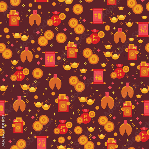 Red and Yellow Chinese New Year repeat pattern design