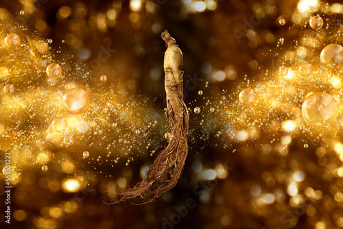 Cuadro en lienzo premium wild ginseng and water splashing