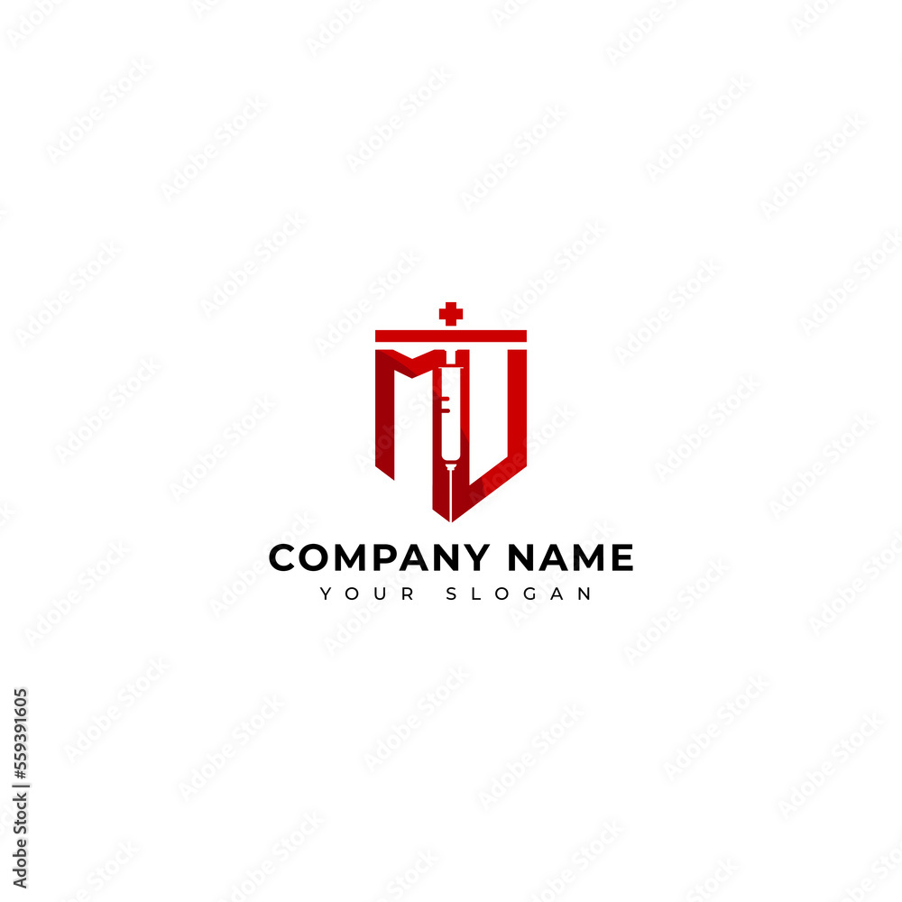 Letter MV medical logo vector design template