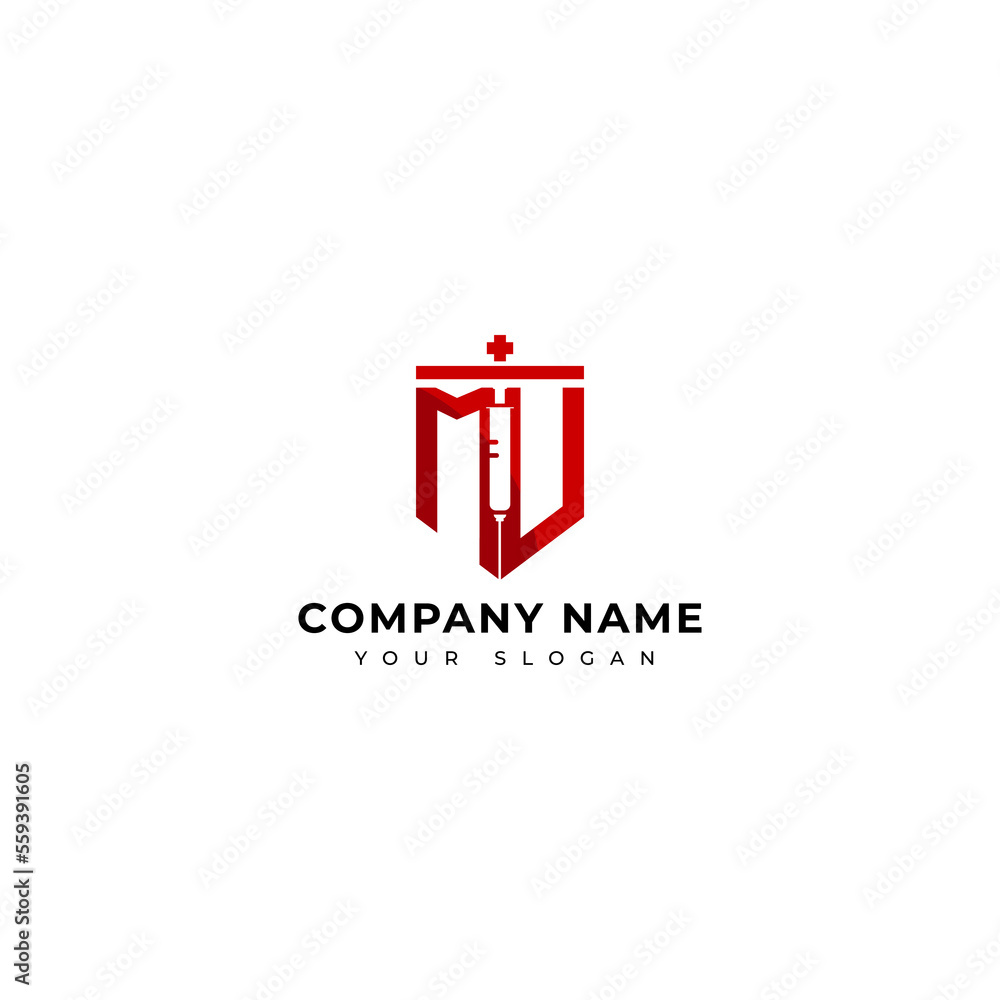 Letter MV medical logo vector design template Letter MV medical logo vector design template