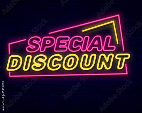 Special discount lettering neon sign vector eps with background 