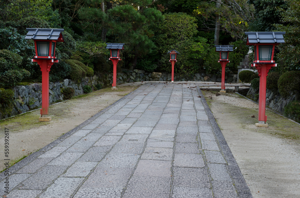 Wood traditional lanterns in a path. Kyoto. Japan. Wood traditional lanterns in a path. Kyoto. Japan.