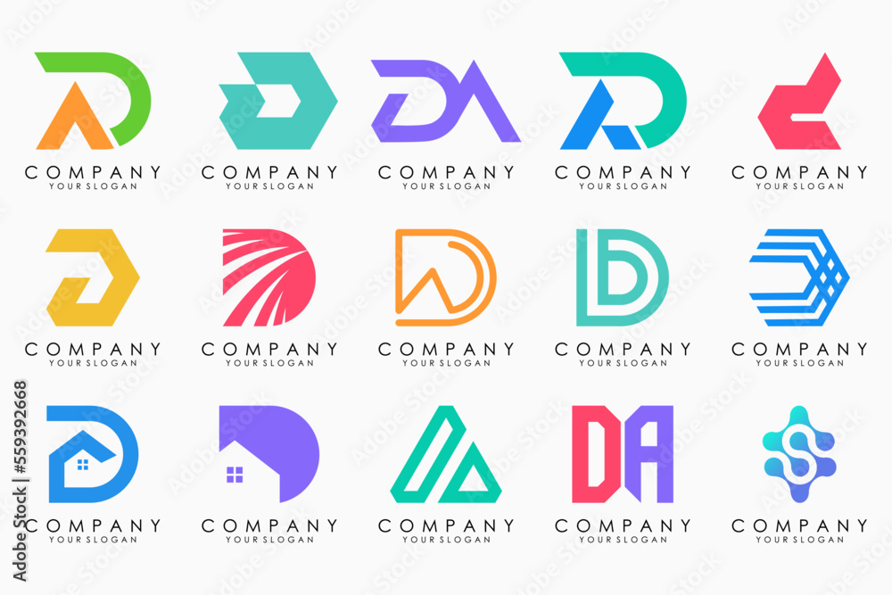 abstract letter D logo icon set. design for business of luxury, elegant, simple.