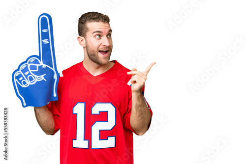 sports fan man over isolated chroma key background intending to realizes the solution while lifting a finger up