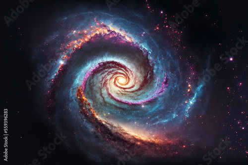Space's Milky Way Nebula and galaxies. Generative AI