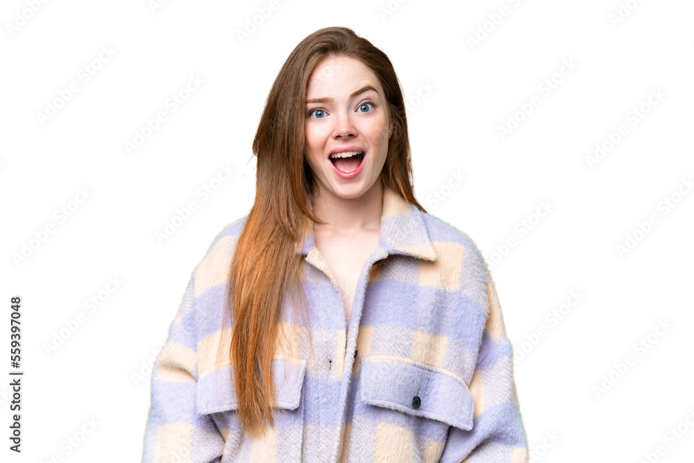 Young pretty woman over isolated chroma key background with surprise facial expression Young pretty woman over isolated chroma key background with surprise facial expression