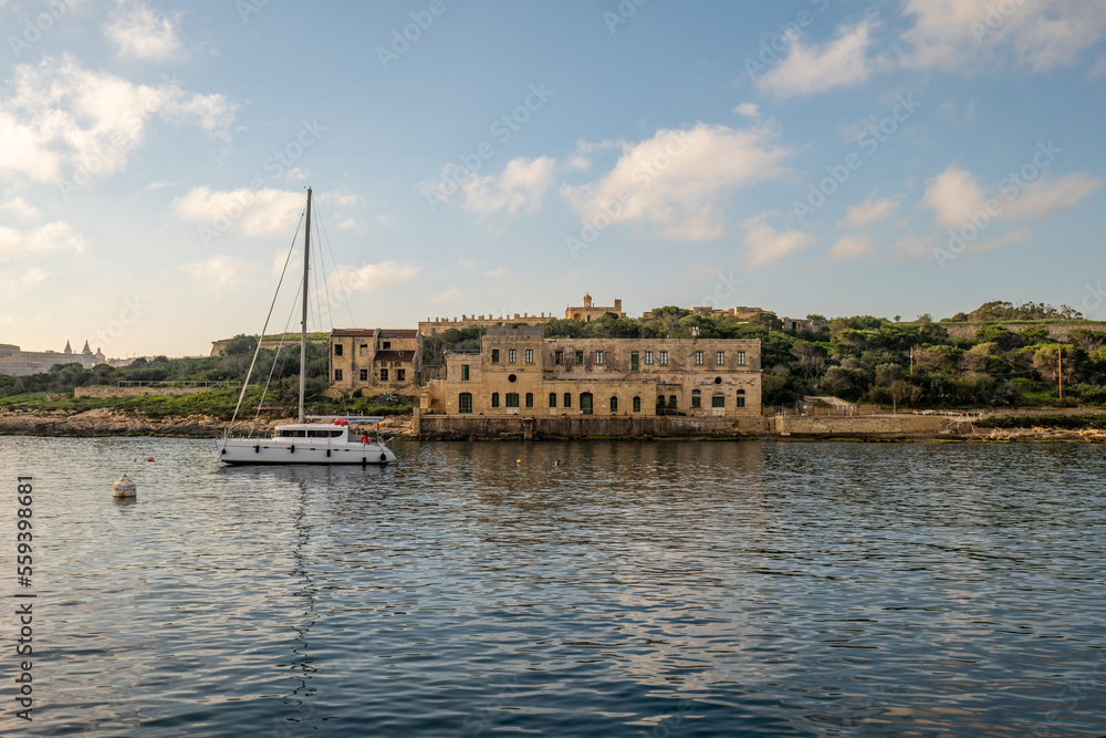 boats in the harbor in Malta