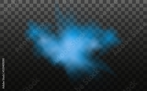 Blue vector cloudiness ,fog or smoke on dark checkered background.Cloudy sky or smog over the city.Vector illustration.