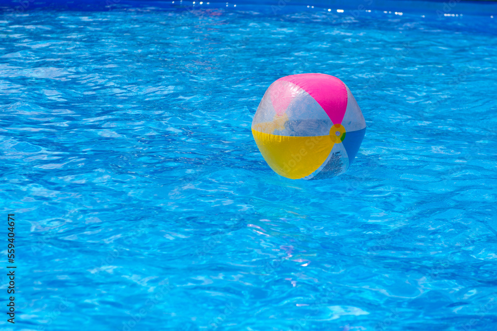 swimming pool with inflatable rubber ring
