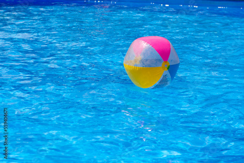 swimming pool with inflatable rubber ring