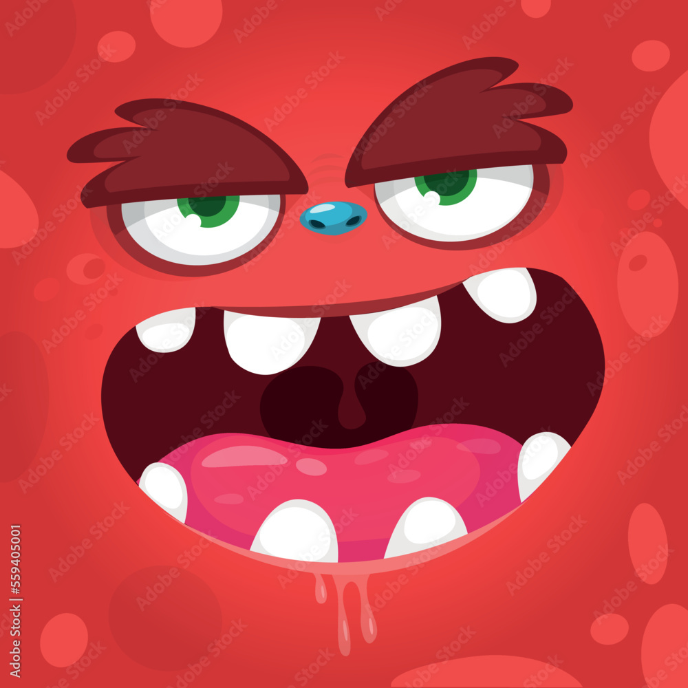 Funny cartoon monster character face expression. Illustration of cute and happy alien creature. Halloween design Funny cartoon monster character face expression. Illustration of cute and happy alien creature. Halloween design