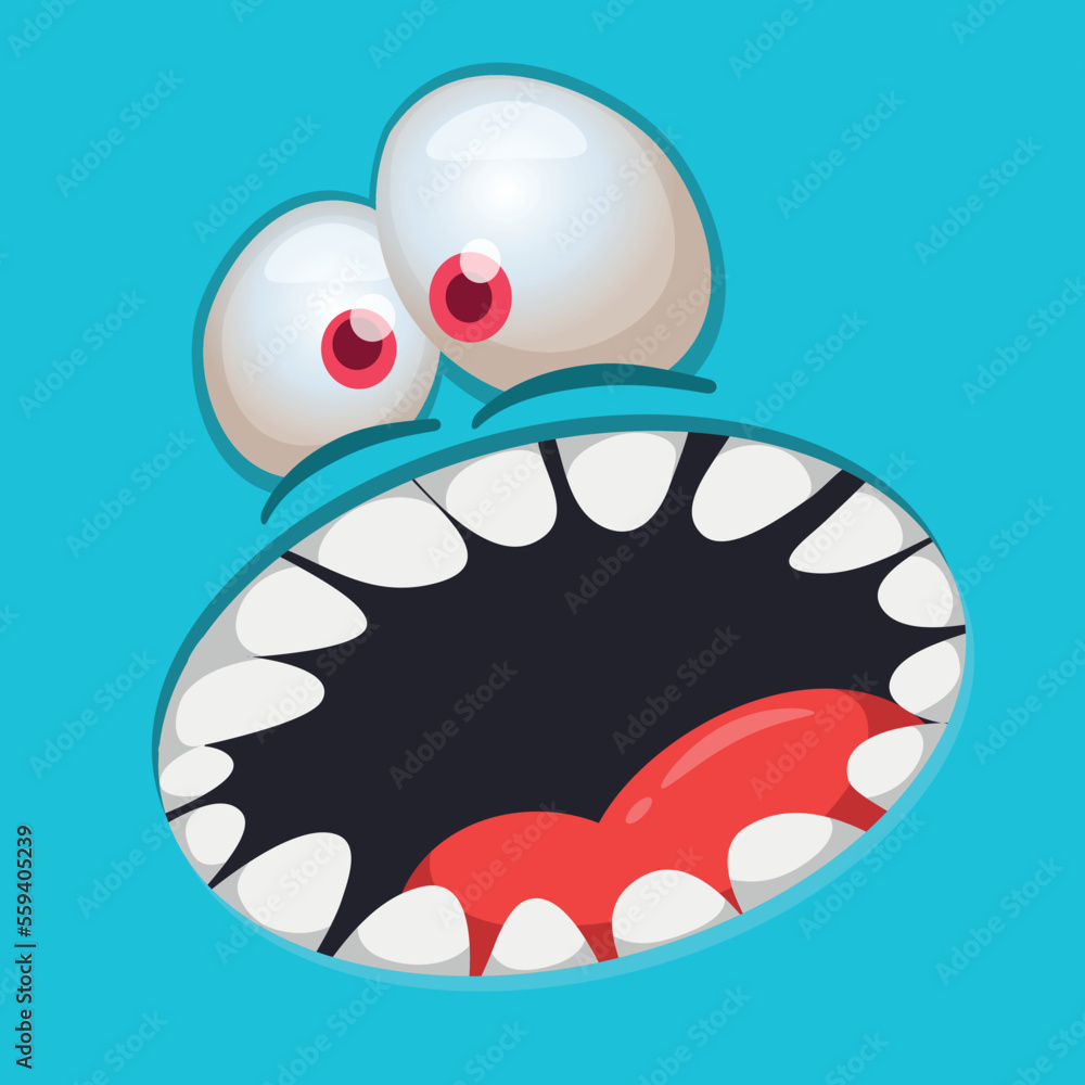 Funny cartoon monster character face expression. Illustration of cute and happy alien creature. Halloween design Funny cartoon monster character face expression. Illustration of cute and happy alien creature. Halloween design