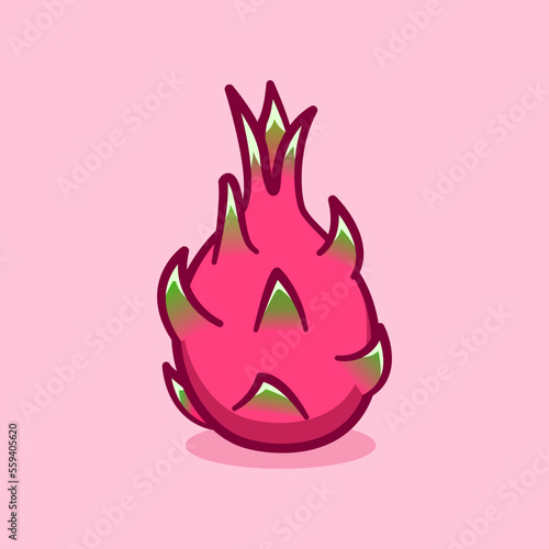 Dragon fruit illustration concept in cartoon style