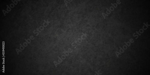 Dark black grunge textured concrete backdrop background. Panorama dark grey black slate background or texture. Vector black concrete texture. Stone wall background.