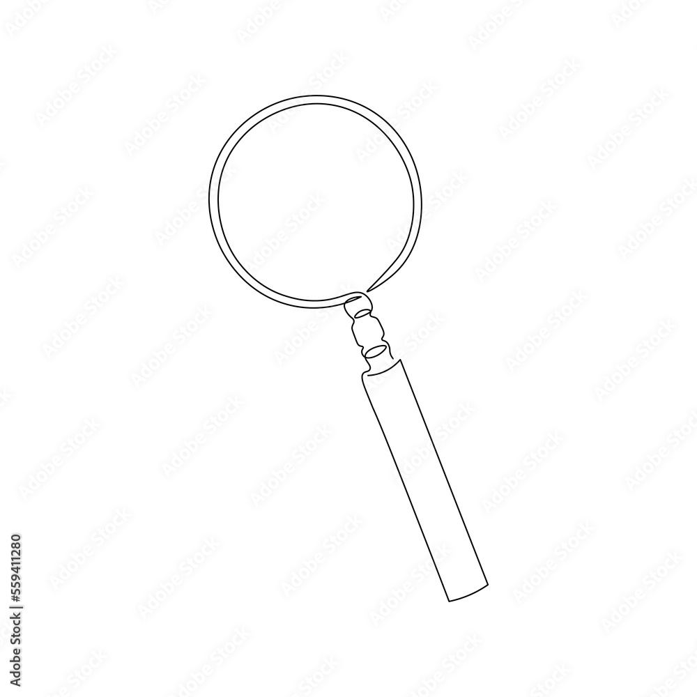 Magnifying glass one line drawing. Single line magnifying glass illustration. Simple art Magnifying glass one line drawing. Single line magnifying glass illustration. Simple art