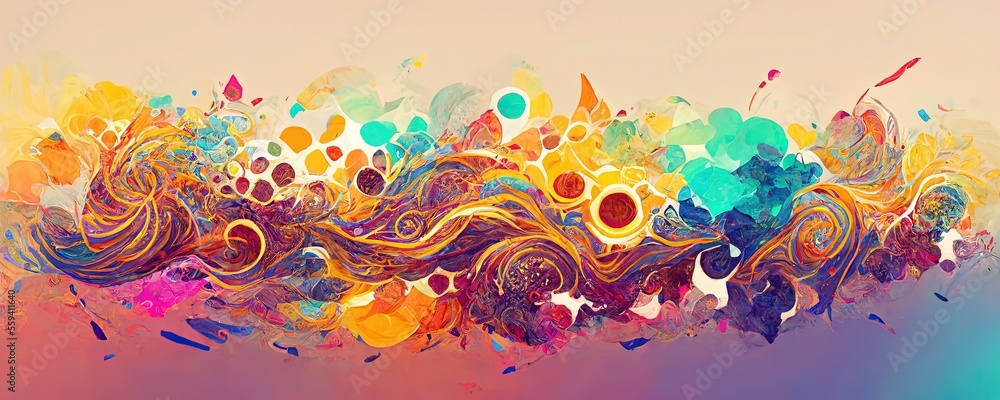 Abstract paint swirl banner, abstract color swirls background, generative ai art