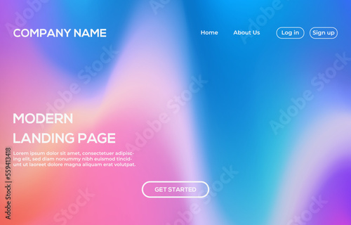 Vector abstract colorful geometric landing wave line page flat background.
