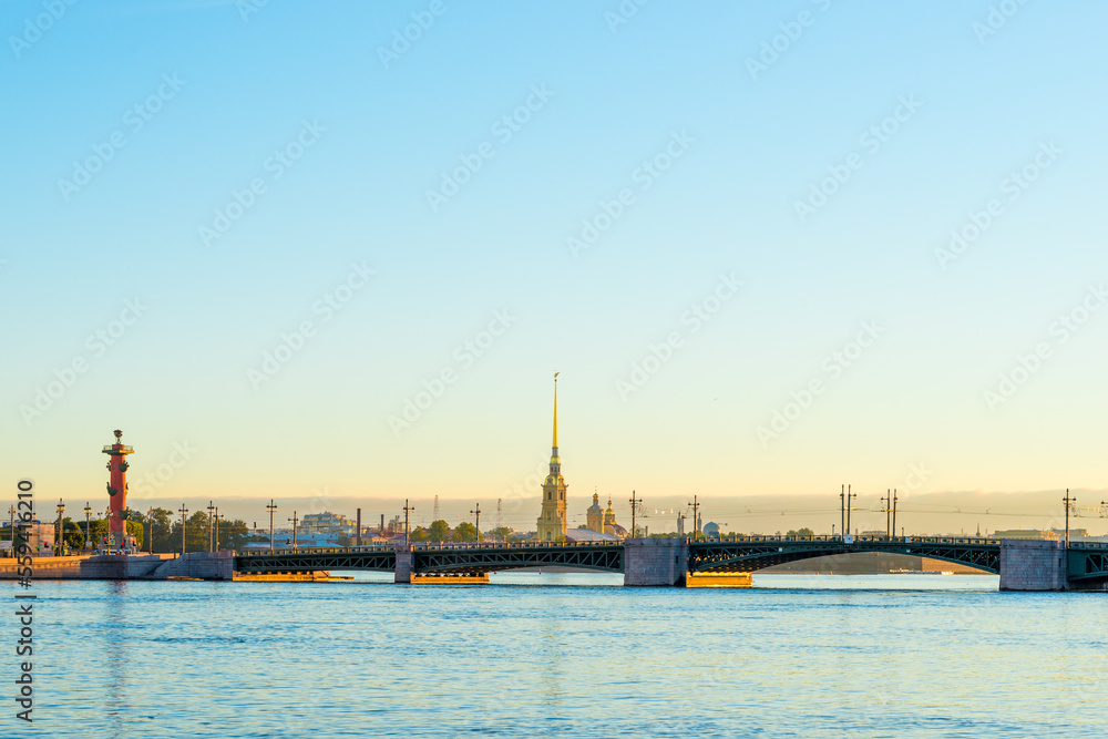 View of St. Petersburg. Palace Bridge in summer day View of St. Petersburg. Palace Bridge in summer day