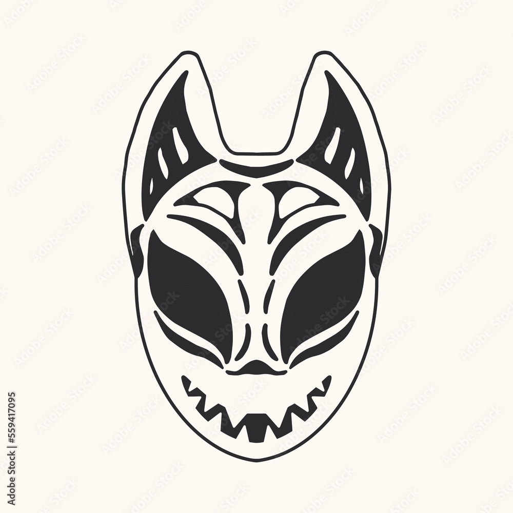 Obraz premium hand drawing vector japanese mask 