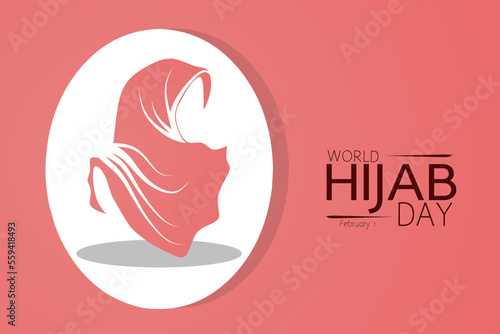 World hijab day february 1 vector illustration, suitable for web banner poster or card campaign