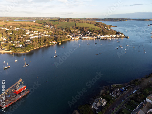 falmouth harbour from the air cornwall england uk  photo