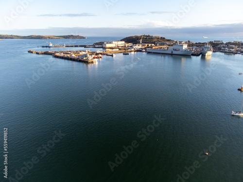 falmouth harbour from the air cornwall england uk  photo