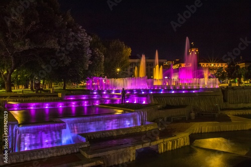 fountain in the night Pleven Bulgaria 