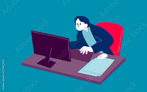 Office worker hurrying for deadline in stress. Business busy employee overloaded with work
