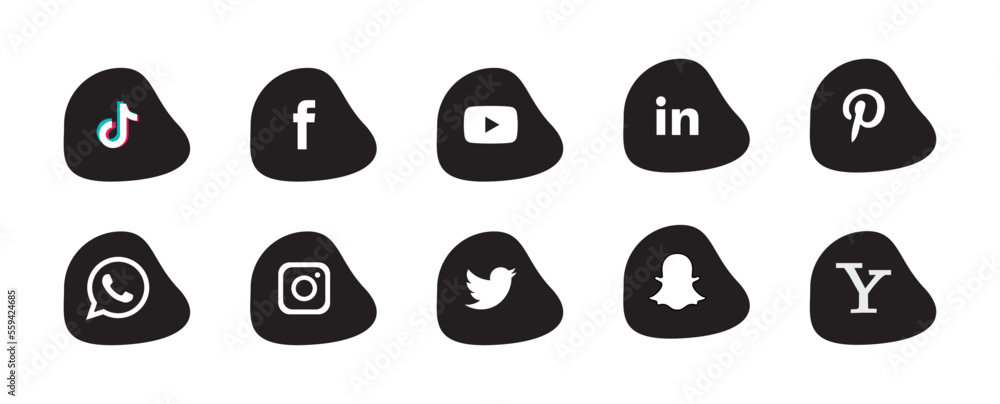 Social Media Icons. Facebook, Instagram, Twitter, Youtube logos