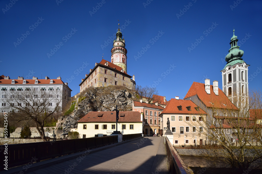 Czech Krumlov city castle tower