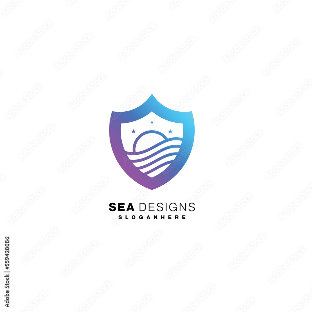 sea design logo symbol gradient color illustration sea design logo symbol gradient color illustration