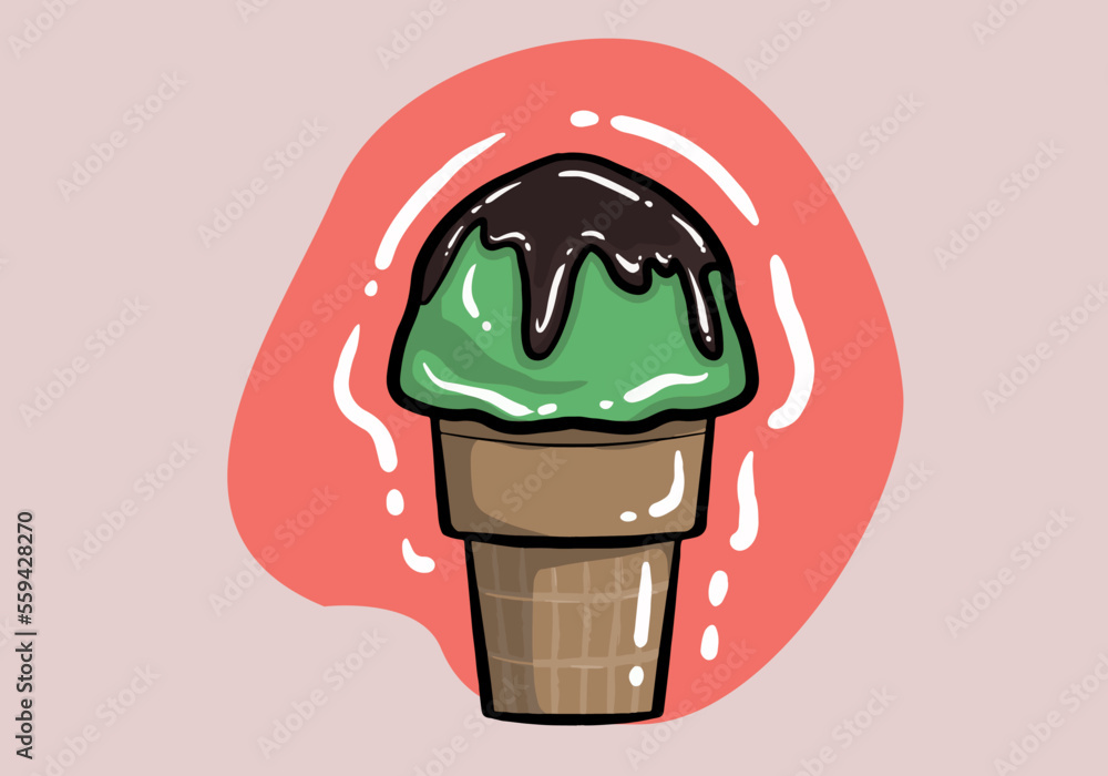 Hand drawn vector Ice Cream, american scoop ball ice creams in waffle cones, icon set of vibrant kids soft ice creams in a isolated background Hand drawn vector Ice Cream, american scoop ball ice creams in waffle cones, icon set of vibrant kids soft ice creams in a isolated background