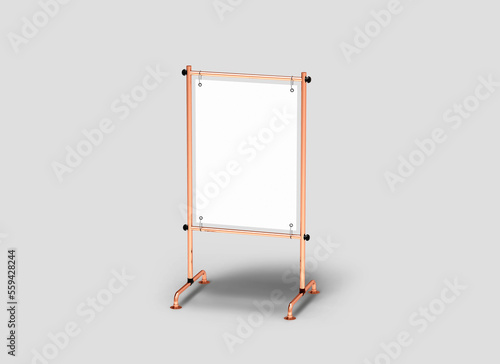 Outdoor Advertising Stand Banner stand mockup isolated On White Background. Mock-Up Template Ready For Your showcasing poster design. 