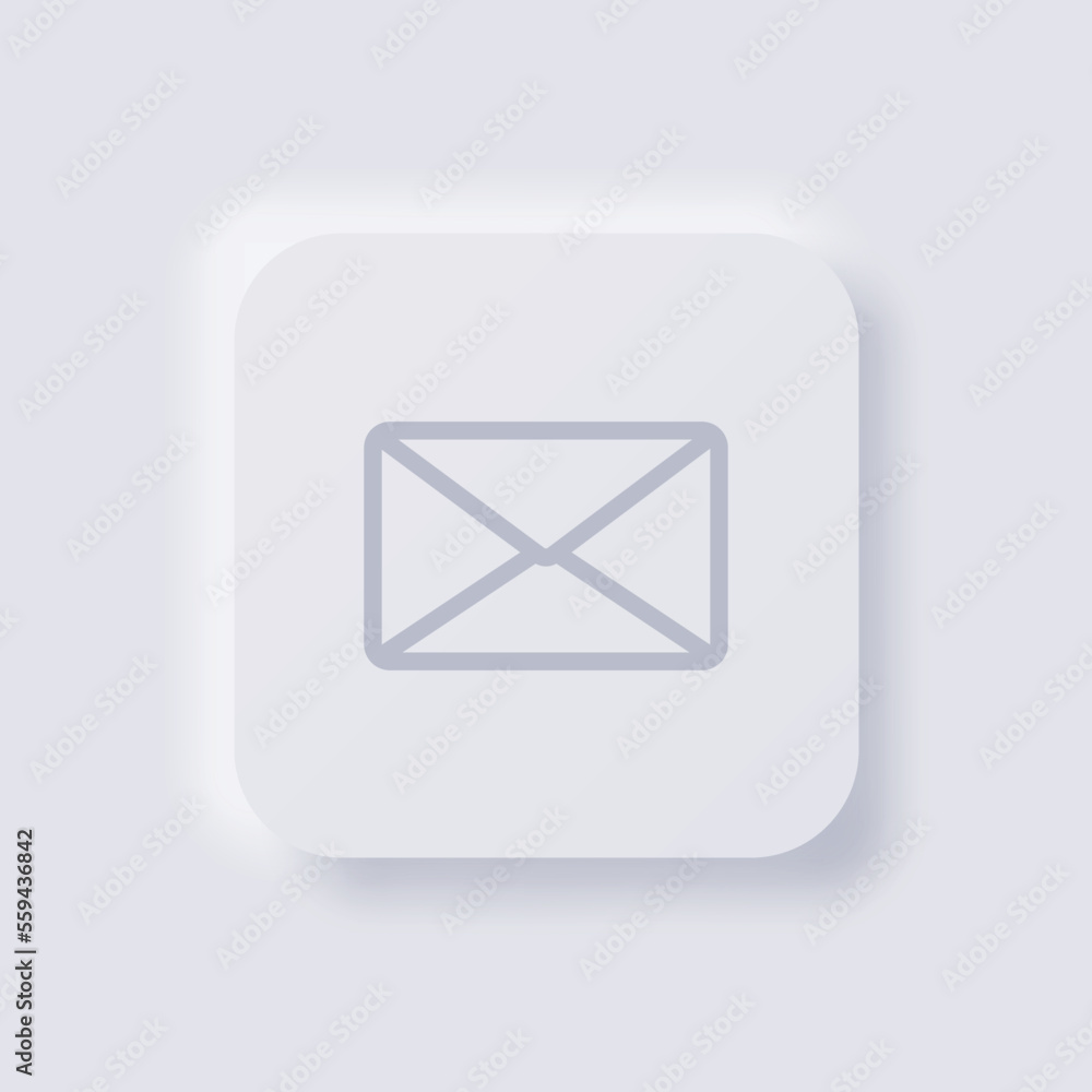 Envelope icon, White Neumorphism soft UI Design for Web design, Application UI and more, Button, Vector. Envelope icon, White Neumorphism soft UI Design for Web design, Application UI and more, Button, Vector.