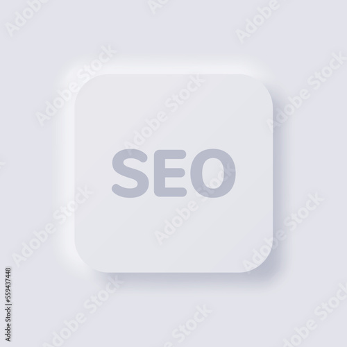 Search Engine Optimization icon, White Neumorphism soft UI Design for Web design, Application UI and more, Button, Vector.