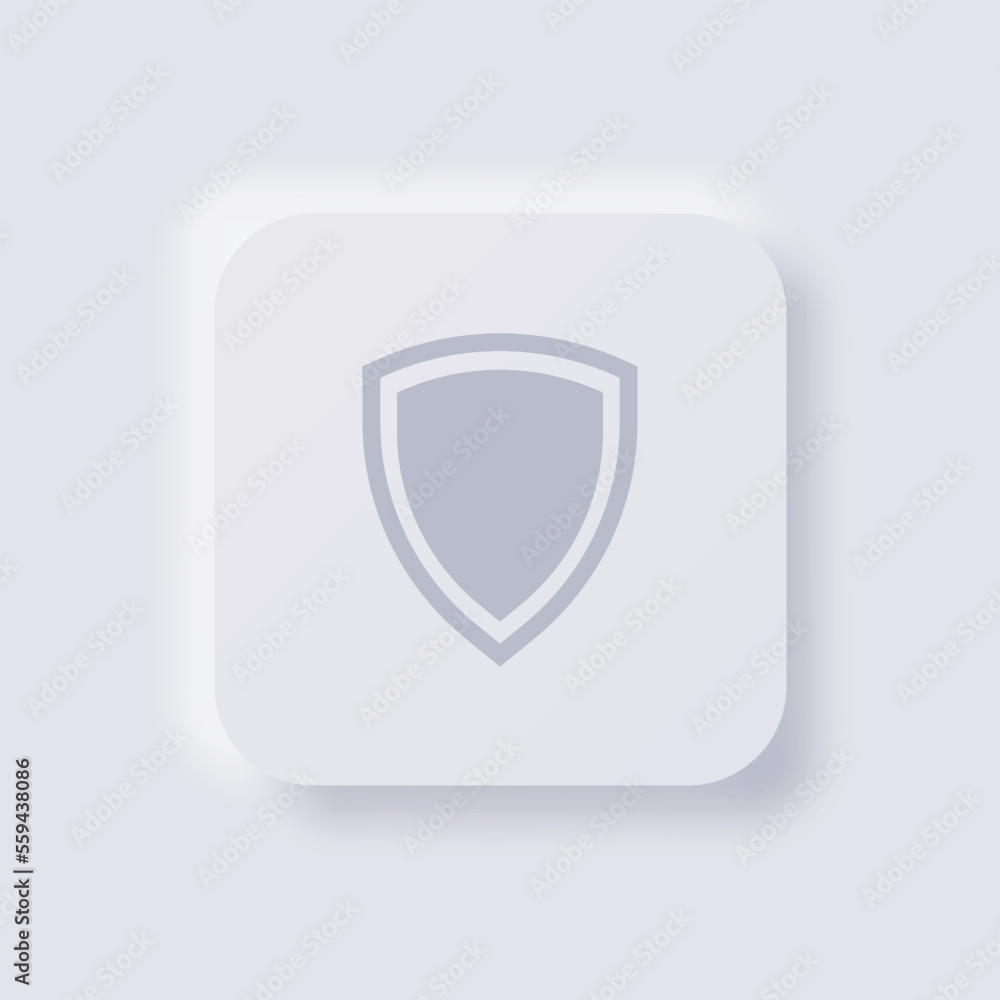 Shield icon, White Neumorphism soft UI Design for Web design, Application UI and more, Button, Vector. Shield icon, White Neumorphism soft UI Design for Web design, Application UI and more, Button, Vector.