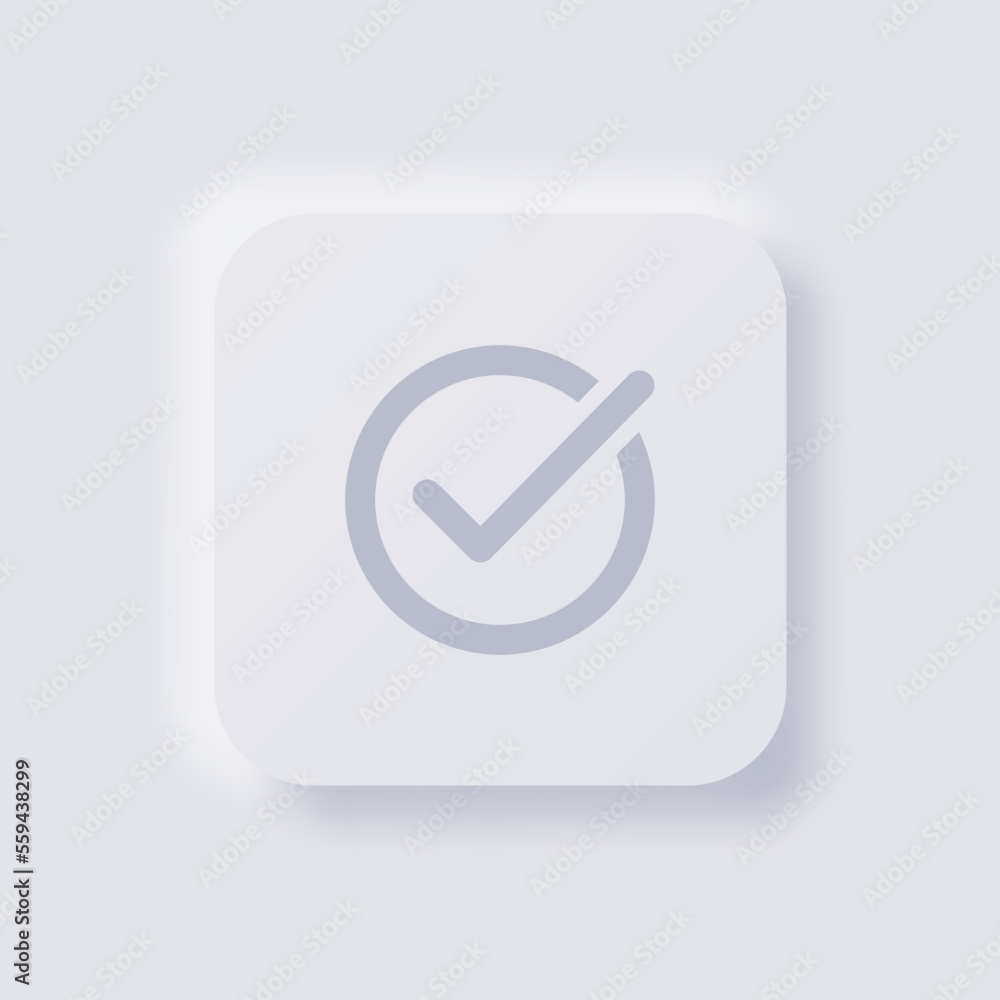 Check mark icon, Tick icon, White Neumorphism soft UI Design for Web design, Application UI and more, Button, Vector. Check mark icon, Tick icon, White Neumorphism soft UI Design for Web design, Application UI and more, Button, Vector.