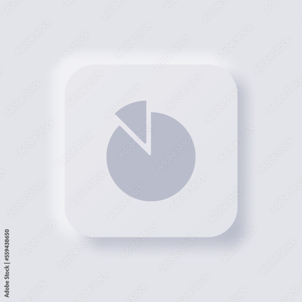 Pie chart icon, White Neumorphism soft UI Design for Web design, Application UI and more, Button, Vector. Pie chart icon, White Neumorphism soft UI Design for Web design, Application UI and more, Button, Vector.