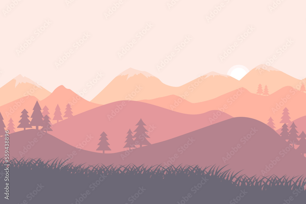 Landscape with mountains. Vector illustration. Landscape with mountains. Vector illustration.