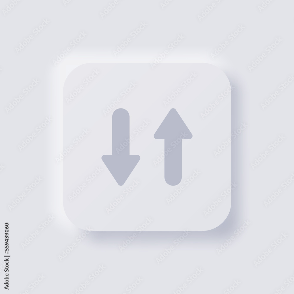 Up and Down arrow icon, White Neumorphism soft UI Design for Web design, Application UI and more, Button, Vector. Up and Down arrow icon, White Neumorphism soft UI Design for Web design, Application UI and more, Button, Vector.