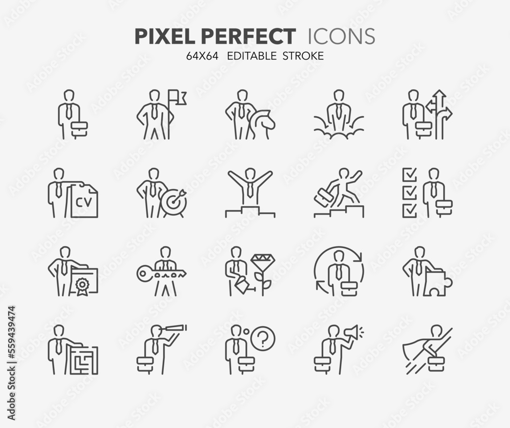 career thin line icons