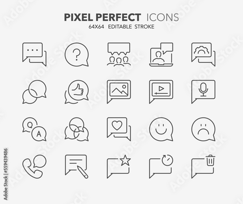 chat bubbles thin line icons