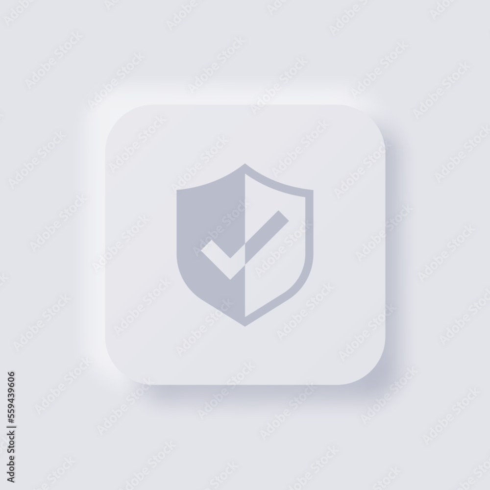 Shield icon, White Neumorphism soft UI Design for Web design, Application UI and more, Button, Vector. Shield icon, White Neumorphism soft UI Design for Web design, Application UI and more, Button, Vector.
