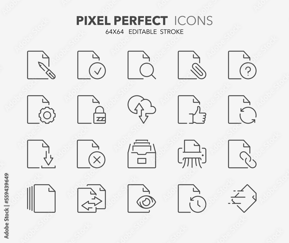 file thin line icons