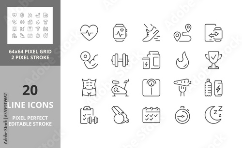 fitness and gym 64px and 256px editable vector set 1/2