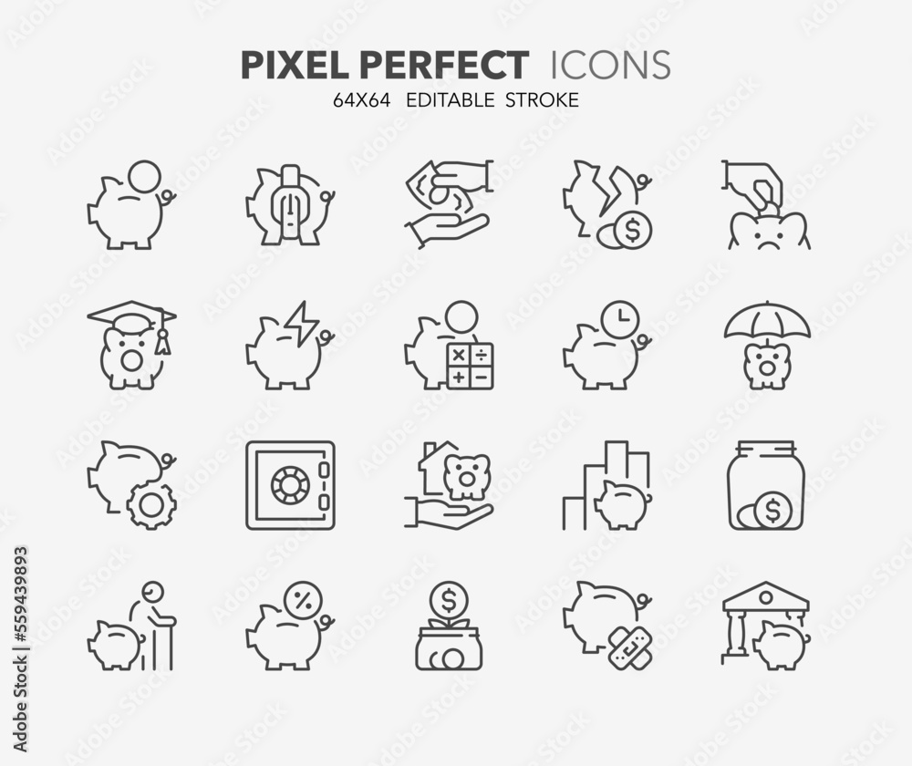 savings thin line icons savings thin line icons