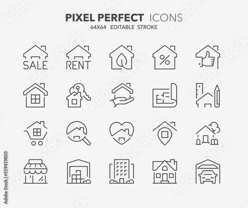 real state thin line icons 1/2