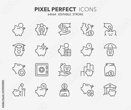 savings thin line icons